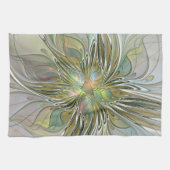 Blumenfantasie Modernes Fraktal Blume mit Gold Geschirrtuch (Horizontal)