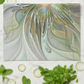 Blumenfantasie Modernes Fraktal Blume mit Gold Geschirrtuch (Gefaltet)