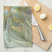 Blumenfantasie Modernes Fraktal Blume mit Gold Geschirrtuch (Viertel Falte)