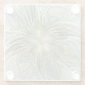 Blumenfantasie Modernes Fraktal Blume mit Gold Glasuntersetzer (Rückseite)