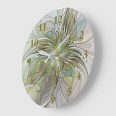 Blumenfantasie Modernes Fraktal Blume mit Gold Große Wanduhr (Winkel)