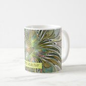 Blumenfantasie Modernes Fraktal Blume mit Gold Kaffeetasse (VorderseiteRechts)