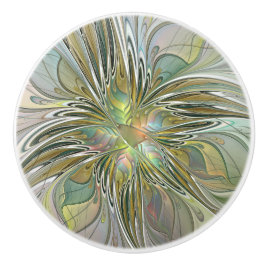 Blumenfantasie Modernes Fraktal Blume mit Gold Keramikknauf