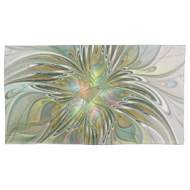Blumenfantasie Modernes Fraktal Blume mit Gold Kissenbezug
