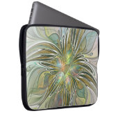 Blumenfantasie Modernes Fraktal Blume mit Gold Laptopschutzhülle (Vorne Rechts)