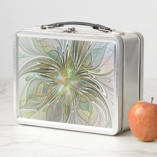 Blumenfantasie Modernes Fraktal Blume mit Gold Metall Lunch Box (Beispiel)