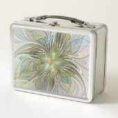 Blumenfantasie Modernes Fraktal Blume mit Gold Metall Lunch Box (Vorderseite)