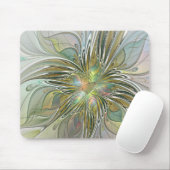 Blumenfantasie Modernes Fraktal Blume mit Gold Mousepad (Mit Mouse)