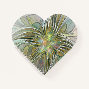 Blumenfantasie Modernes Fraktal Blume mit Gold Notizblock