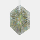 Blumenfantasie Modernes Fraktal Blume mit Gold Ornament Aus Glas (Vorderseite Links)