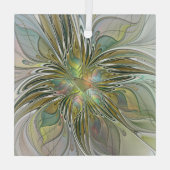 Blumenfantasie Modernes Fraktal Blume mit Gold Ornament Aus Glas (Rückseite)