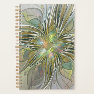 Blumenfantasie Modernes Fraktal Blume mit Gold Planer
