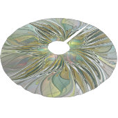 Blumenfantasie Modernes Fraktal Blume mit Gold Polyester Weihnachtsbaumdecke (Schrägansicht)