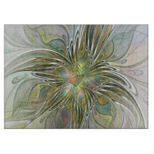 Blumenfantasie Modernes Fraktal Blume mit Gold Schneidebrett
