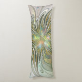 Blumenfantasie Modernes Fraktal Blume mit Gold Seitenschläferkissen (Rückseite (Vertikal))