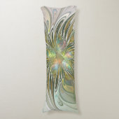 Blumenfantasie Modernes Fraktal Blume mit Gold Seitenschläferkissen (Vorderseite Vertikal)