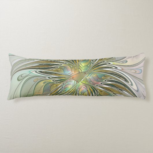 Blumenfantasie Modernes Fraktal Blume mit Gold Seitenschläferkissen (Vorderseite)