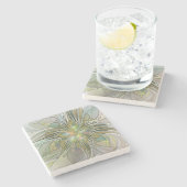 Blumenfantasie Modernes Fraktal Blume mit Gold Steinuntersetzer (Seitenansicht)