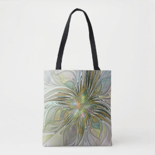 Blumenfantasie Modernes Fraktal Blume mit Gold Tasche