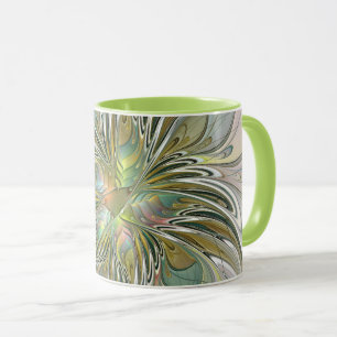 Blumenfantasie Modernes Fraktal Blume mit Gold Tasse