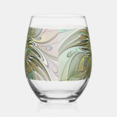 Blumenfantasie Modernes Fraktal Blume mit Gold Weinglas Ohne Stiel (Rechts)