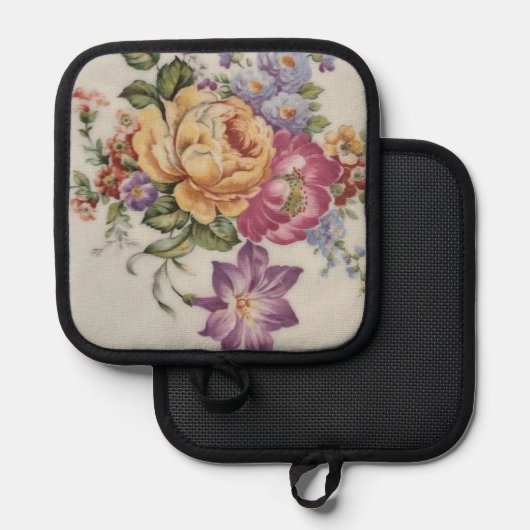 Blumenfantasie topflappen (Vorderseite/Rückseite)