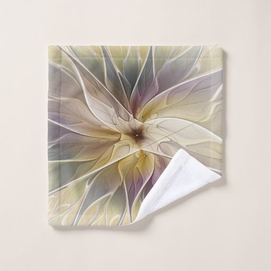 Blumenfantasy Gold Angelpflanzung Abstraktes Frakt Badhandtuch Set (Waschlappen)