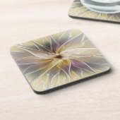 Blumenfantasy Gold Angelpflanzung Abstraktes Frakt Getränkeuntersetzer (Linke Seite)