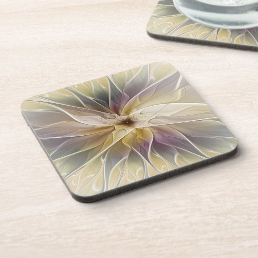 Blumenfantasy Gold Angelpflanzung Abstraktes Frakt Getränkeuntersetzer (Linke Seite)