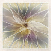 Blumenfantasy Gold Angelpflanzung Abstraktes Frakt Glasuntersetzer (Vorderseite)