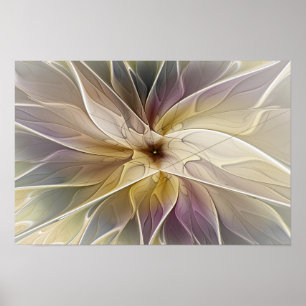 Blumenfantasy Gold Angelpflanzung Abstraktes Frakt Poster