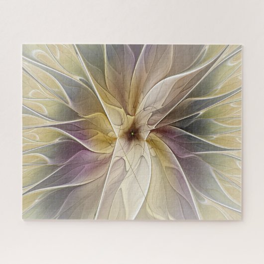 Blumenfantasy Gold Angelpflanzung Abstraktes Frakt Puzzle (Horizontal)