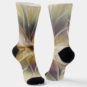 Blumenfantasy Gold Angelpflanzung Abstraktes Frakt Socken