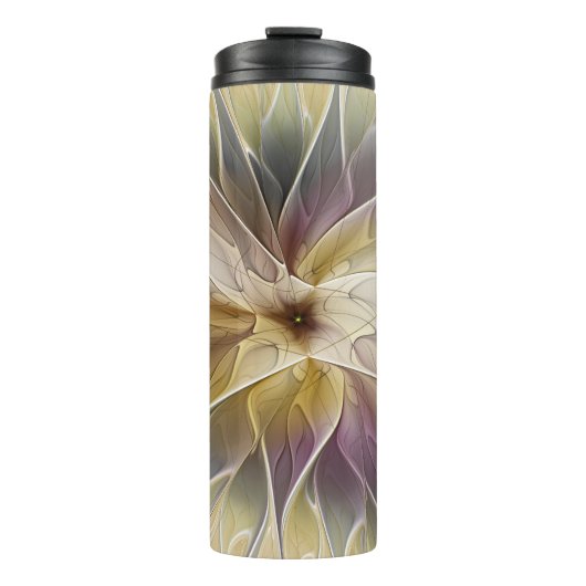 Blumenfantasy Gold Angelpflanzung Abstraktes Frakt Thermosbecher (Vorderseite)