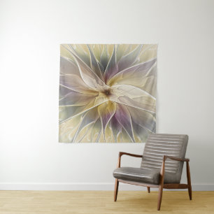 Blumenfantasy Gold Angelpflanzung Abstraktes Frakt Wandteppich