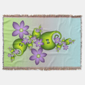 Blumenfantasy Lilac Blume Grüne Formen Fraktal Decke (Vorderseite)