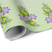 Blumenfantasy Lilac Blume Grüne Formen Fraktal Geschenkpapier (Rolleneckpunkt)