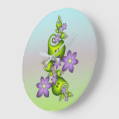 Blumenfantasy Lilac Blume Grüne Formen Fraktal Große Wanduhr (Winkel)