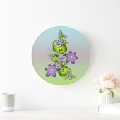 Blumenfantasy Lilac Blume Grüne Formen Fraktal Große Wanduhr (Zuhause)
