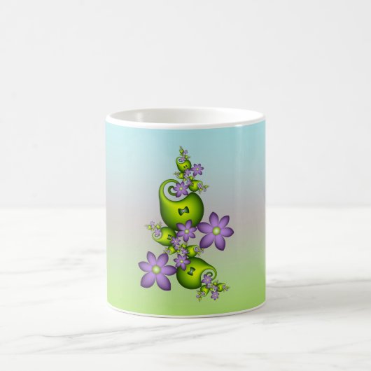 Blumenfantasy Lilac Blume Grüne Formen Fraktal Kaffeetasse (Mittel)