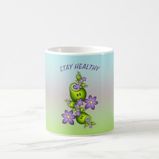 Blumenfantasy Lilac Blume Grüne Formen Fraktal Kaffeetasse (Mittel)