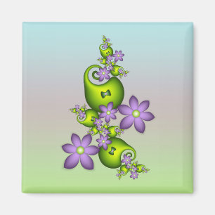 Blumenfantasy Lilac Blume Grüne Formen Fraktal Magnet