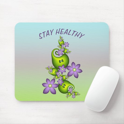 Blumenfantasy Lilac Blume Grüne Formen Fraktal Mousepad (Mit Mouse)