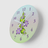Blumenfantasy Lilac Blume Grüne Formen Fraktal Runde Wanduhr (Winkel)