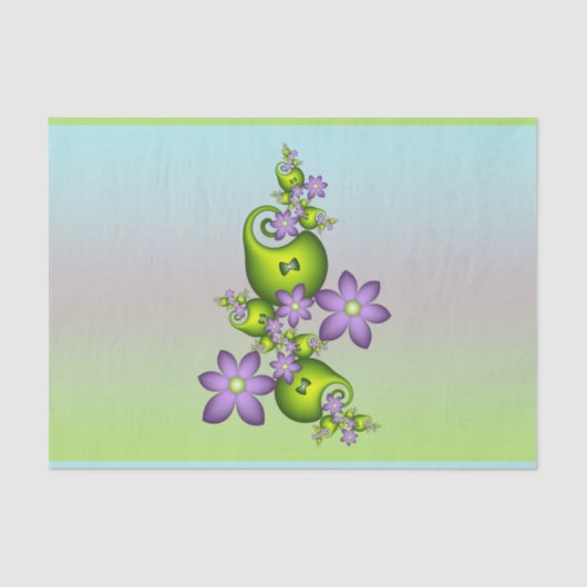 Blumenfantasy Lilac Blume Grüne Formen Fraktal Seidenpapier (Vorderseite)