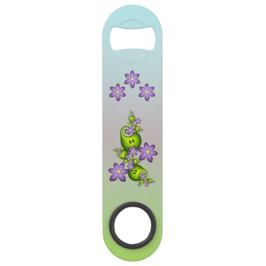 Blumenfantasy Lilac Blume Grüne Formen Fraktal Speed Flaschenöffner (Vorderseite)