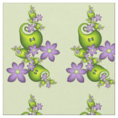 Blumenfantasy Lilac Blume Grüne Formen Fraktal Stoff (Nahaufnahme)