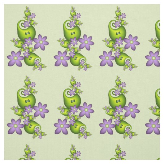 Blumenfantasy Lilac Blume Grüne Formen Fraktal Stoff (Muster)