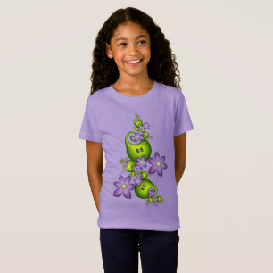 Blumenfantasy Lilac Blume Grüne Formen Fraktal T-Shirt