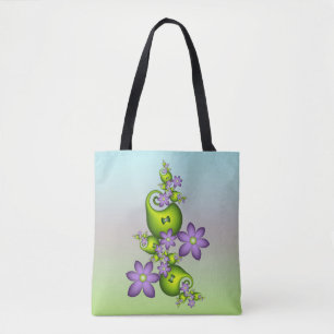 Blumenfantasy Lilac Blume Grüne Formen Fraktal Tasche